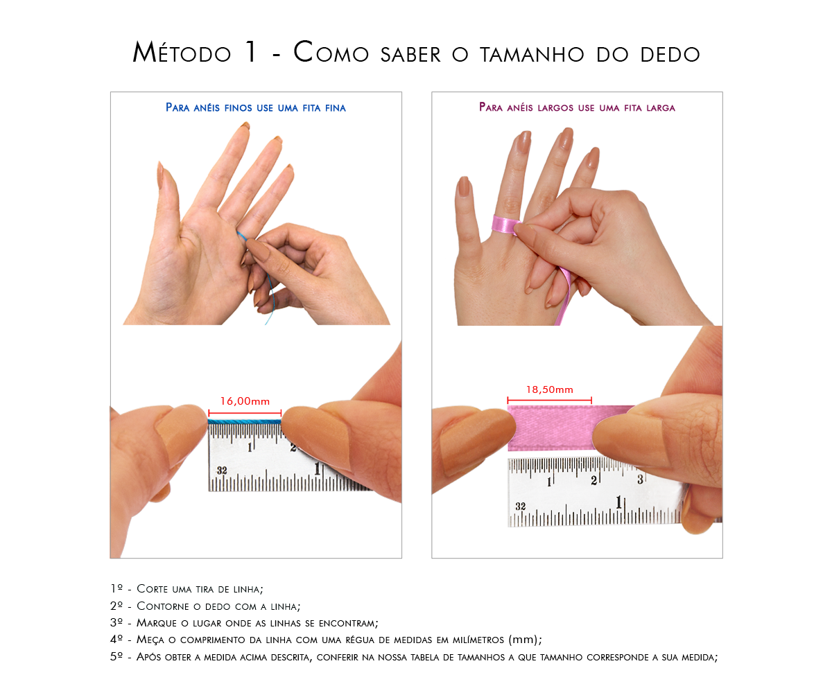 Forma ideal para medir o próprio dedo sem recurso a medidor de dedos ...